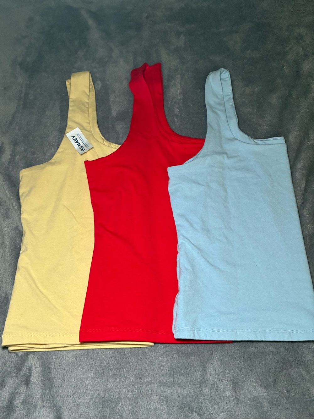 Old Navy Women's Tank Top Bundle - Red, Butter Yellow & Light Blue